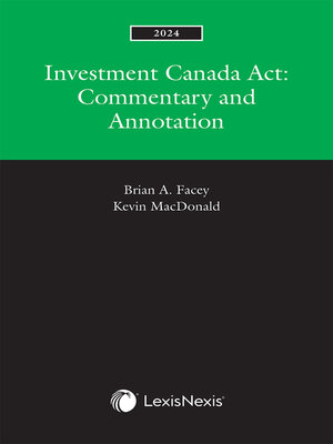 cover image of Investment Canada Act: Commentary and Annotation